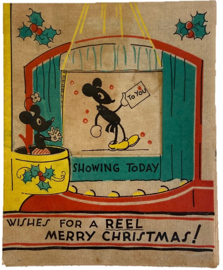 Item #17377 Very early Original Mickey Mouse Christmas Card. Mickey Mouse Walt Disney.