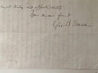 George B Emerson, Cousin of Ralph Waldo Emerson and Women’s Education Advocate Original Signed Manuscript