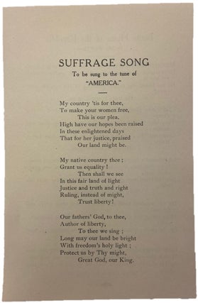 Item #17439 Handbill with Julia Ward Howe's Battle Hymn of the Republic and Suffrage Song. Julia...