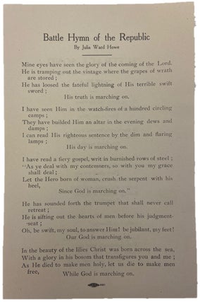 Handbill with Julia Ward Howe's Battle Hymn of the Republic and Suffrage Song
