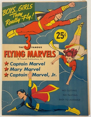 Item #17447 1945 Color Booklet of Captain Marvel Superhero large cut out. Comic Book Flying Marvels