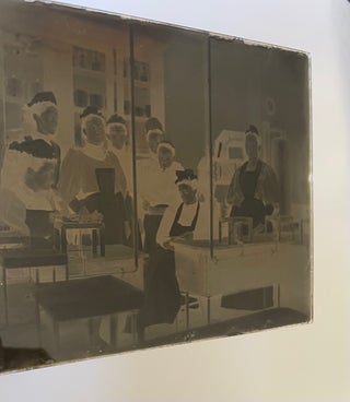 Original Glass Plate Negative and Reprinted Photo of a Group of Early Female Hospital Workers, Nurses Women In Medicine.