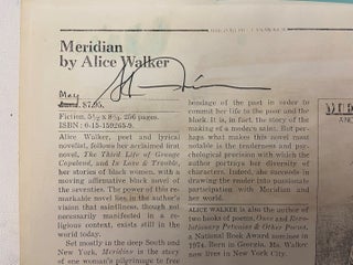 Signed Uncorrected Proof of Alice Walker's Meridian