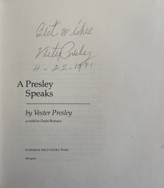 The Rise of Elvis Presley as Told by His Uncle, Signed First edition