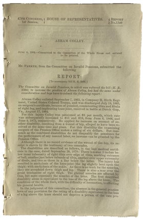 A Collection of Three Reports Submitted to Congress to Secure Pension Increases for Black Troops. Pension Black Troops.