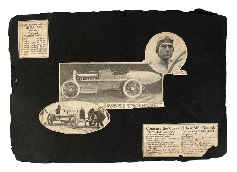 Item #17529 1918-19 Auto Racing Photo Album showing early racer Ralph De Palma's World Record Setting 150 MPH Straightaway in his Packard at Daytona Beach Florida. World Record Setting Auto Racing Photo Album.