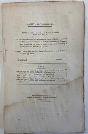 Item #17538 A Colonial Official's on The Abolition of Slavery in Jamaica. Jamaica Slavery