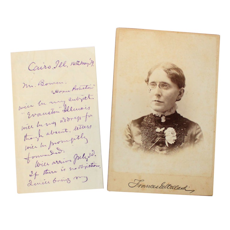 Item #17547 Autogaph Letter Signed Suffragist Frances Willard with Original Cabinet Card. Frances Willard.
