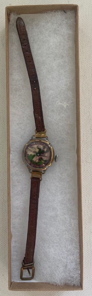 Item #17595 Woman Suffrage Wristwatch with Iconic New York Women's Political Union Design Featuring Clarion Blower. Watch Women SUFFRAGE.