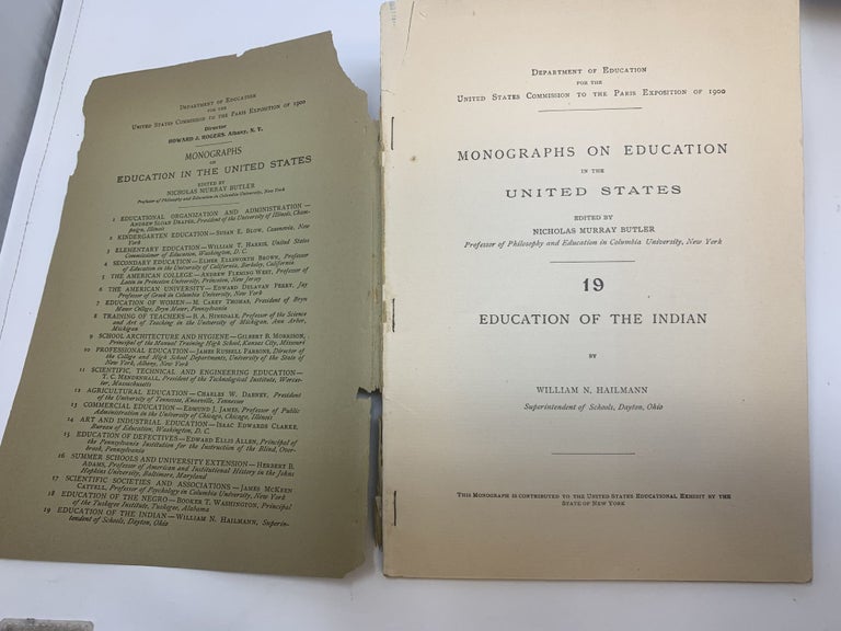 Item #17652 Scarce Copy of the Education of the Indian, A 1900 Report by Government Education Task Force. William Hailman.