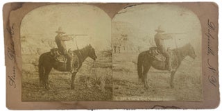 Item #17664 Original photograph of Texas Ranger Taking Aim While on his Horse - circa 1880. Texas...