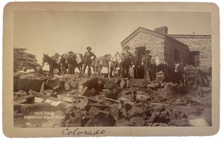 Item #17665 Miners Pack Train Summit of Pikes Peak Colorado Circa 1890. Mining Wild West.