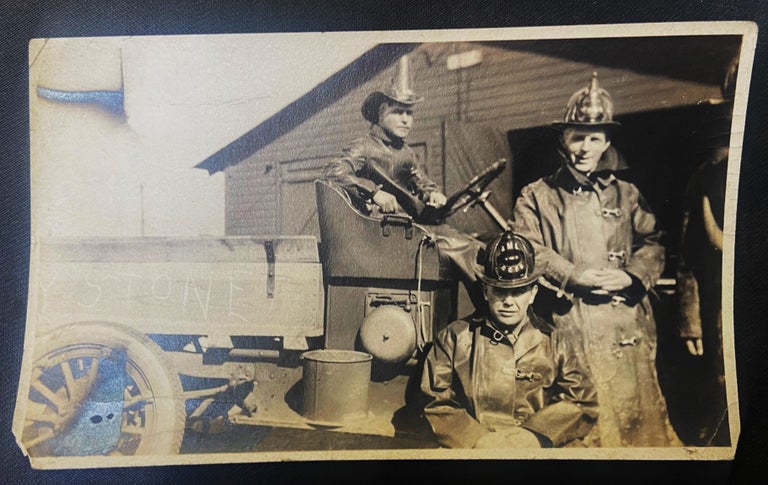 Item #17718 Very Early Motorized Fire Department Photo Album -circa 1915. Early Firefighters.