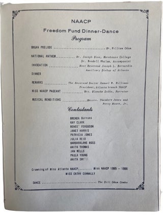 Program from NAACP 10th Annual Freedom Fund Dinner, Atlanta 1966