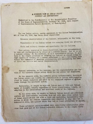 Report on the 1934 Bill that Increased Native American Tribal Self Determination From its Architect