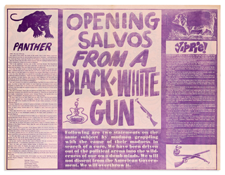 Black Panthers Broadsheet Poster "Black-White Gun". Poster Black Panthers.