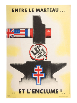 Allied poster printed in Philadelphia in April 1944, for the provisional French government in. Allied WORLD WAR II.