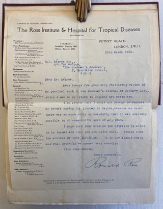 Ronald Ross's Signed Memoirs Recounts Discovery of Malaria in Mosquitos and Preventing the Spread of the Disease Worldwide