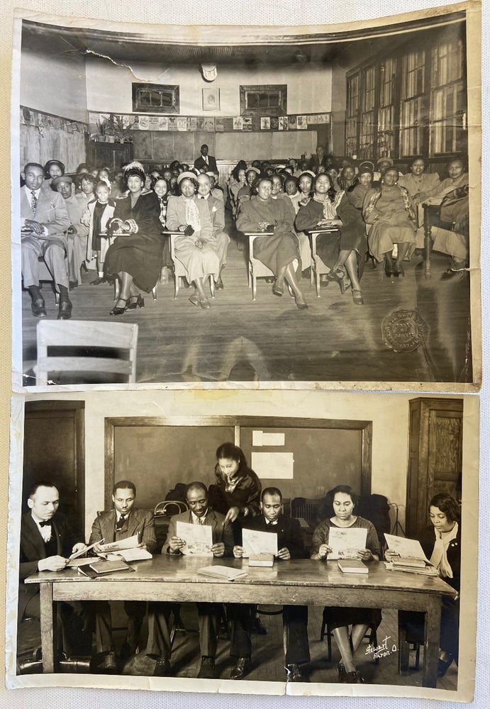 Item #17839 Two Original Photographs of African American Adults at Night School in the 1940s. Photography African American.