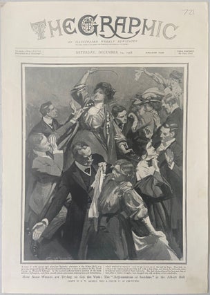 Item #17911 Original 1908 Newspaper Shows Suffragette Wielding Whip. Newspaper Suffrage