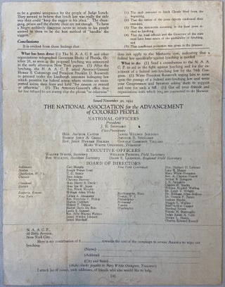 Civil Rights Movement and Anti Lynching Advocacy NAACP Report on Claude Neal Lynching, 1934