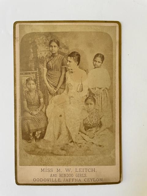 Item #17949 Sri Lankan Girls and teacher Cabinet Cabinet card Photograph - Circa 1880s. India British Imperialism.