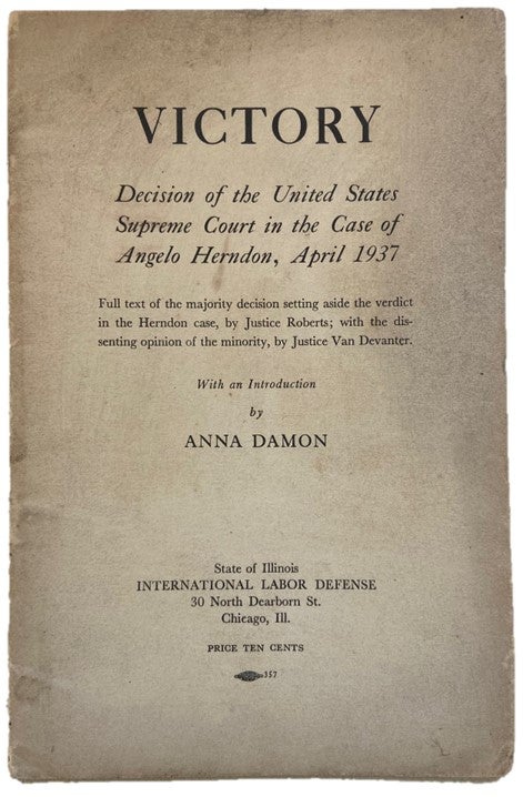 Item #17956 Supreme Court Decision Freeing Black Labor Organizer Angelo Herndon, 1937. Angelo Herndon Supreme Court.
