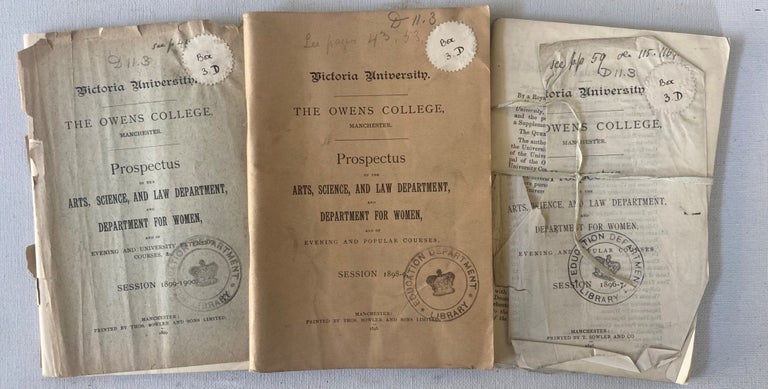 Item #18009 Archive of 3 Pamphlets From Early Working Class College in Manchester, 1896-1900. Education Working Class.
