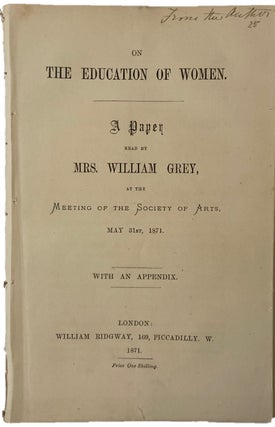 Item #18011 Pamphlet "On the Education of Women" Proposing a National Movement, London 1871....
