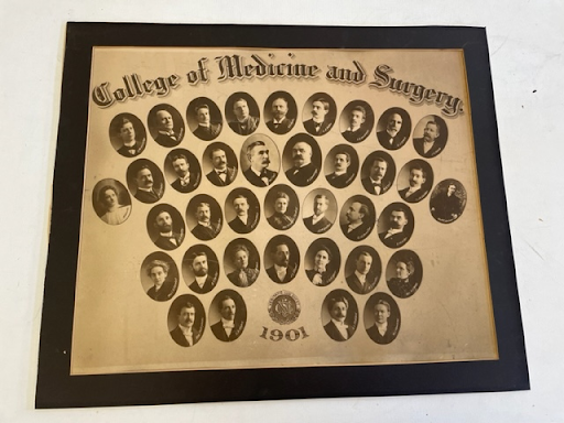 Item #18275 Albumen Portrait Medicine and Surgery College Faculty, includes women members in 1901. Women's Employment Women in Medicine.