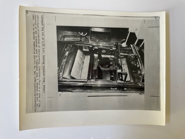 Item #18284 Original Press Photograph of the Limousine JFK Was Assassinated In, Part of Warren Commission Report. John F. Kennedy.
