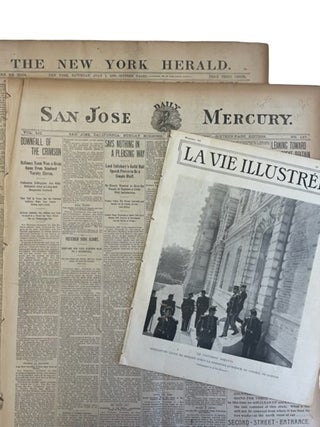 Item #18290 Dreyfus Affair Archive of 6 Newspapers Drawing Contrast Between the American and...