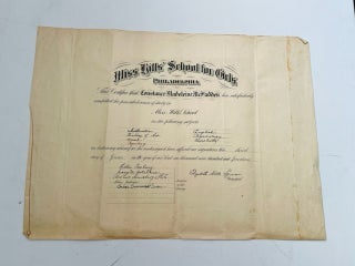 Item #18300 1914 Diploma for Miss Gill's School for Girls in Philadelphia. Women's History...