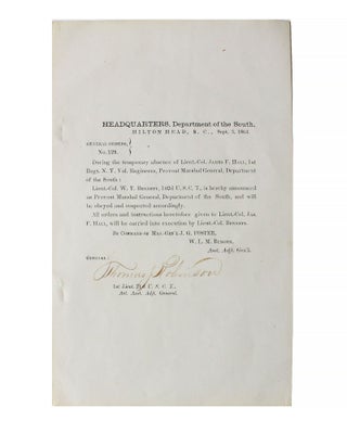 Item #18338 Civil War Signed Document Regarding Assignment of Officer 1864. Military Civil War