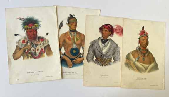 Item #18401 Hand Colored Lithographs of North American Native Chiefs, 1855. North America Native American.