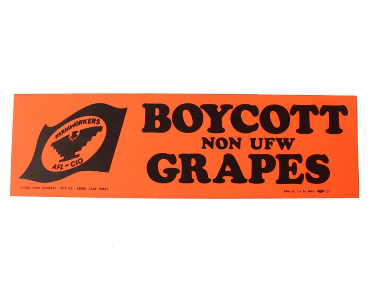 Item #18417 "Boycott Non-UFW Grapes" Bumper Sticker. Latino Cesar Chavez.