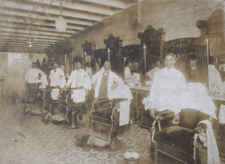 Large Original Photograph of African American Barbers in Shop, Early 1900s