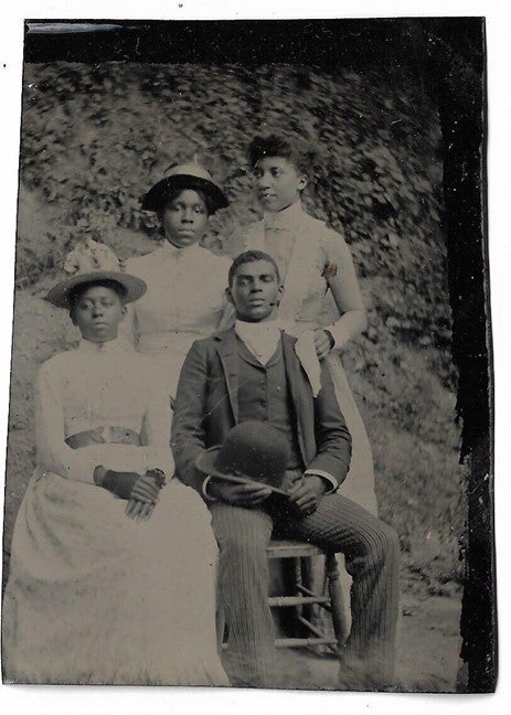 Item #18476 African American Family Portrait 19th Century Tintype Photo. Tintype African American.