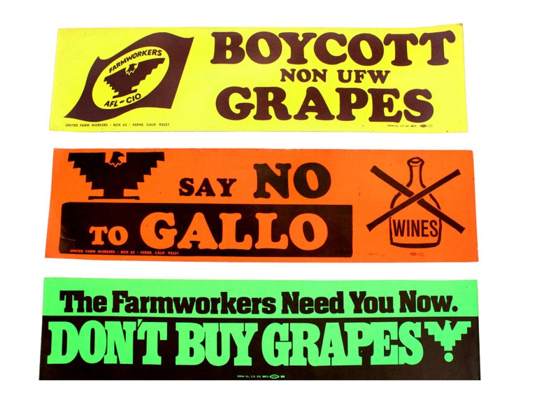 Item #18495 Collection of Cesar Chavez Delano Grape Boycott Bumper Stickers. Cesar Chavez Chavez.