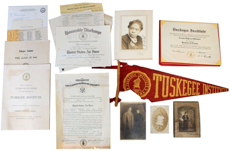 Item #18579 A Large African American Archive of Documents, Photographs, and Ephemera from Alabama, incl. Tuskegee Institute pennants and Degree. Tuskegee African American Troops.