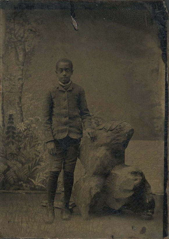 Item #18625 19th Century Tintype of Young African American Boy Following Emancipation. Photography African American.