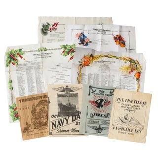 Item #18683 Collection of 8 Original WWII and earlier US Military Holiday Dinner Menus. WWII Menu