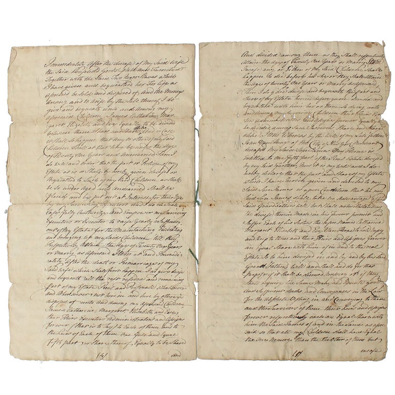 Item #18697 1756 Will of New York Slave Owner Abraham Van Horne, Transferring Ownership of Slaves. Will Slavery.