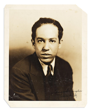 Item #18703 Langston Hughes Signed Photograph 1931 Taken a Year after Winning the Harmon Gold...