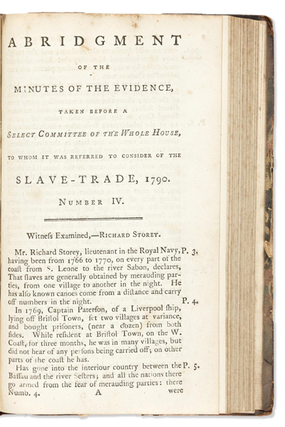 Testimony offered in parliamentary debates on the abolition of the slave trade: 4 Volumes of. Slavery, Parliament Abolition.