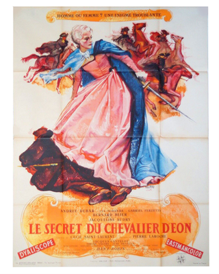 LGBTQ] Le secret du Chevalier d'Éon 1959 Poster "Male or female?". Film Chevalier D'Eon.