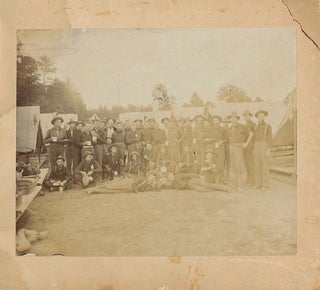19th Century Large Albumen Photograph of American Soldiers, Including a Black Soldier at the Center. Military African American.
