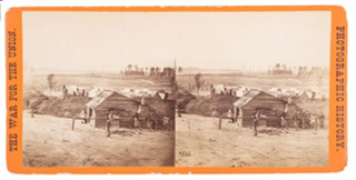 Stereoview of African American Soldiers of the 7th USCT Outside Fort Burnham During the Civil War. 7th Regiment US Colored Troops.