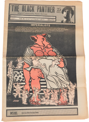 1970 Black Panther Newspaper with Artwork Satirizing U.S. Imperialism and Israel: "Al Fath does. Radical Activism Black Panther.