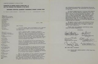 Committee to Defend Martin Luther King, Letter from Nat King Cole and Harry Belafonte, "Come to. Nat King Cole MLK.